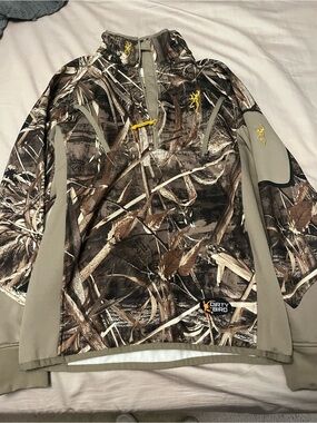Browning Kids' Camo Pullover Jacket - Brown, Olive & Yellow Accents